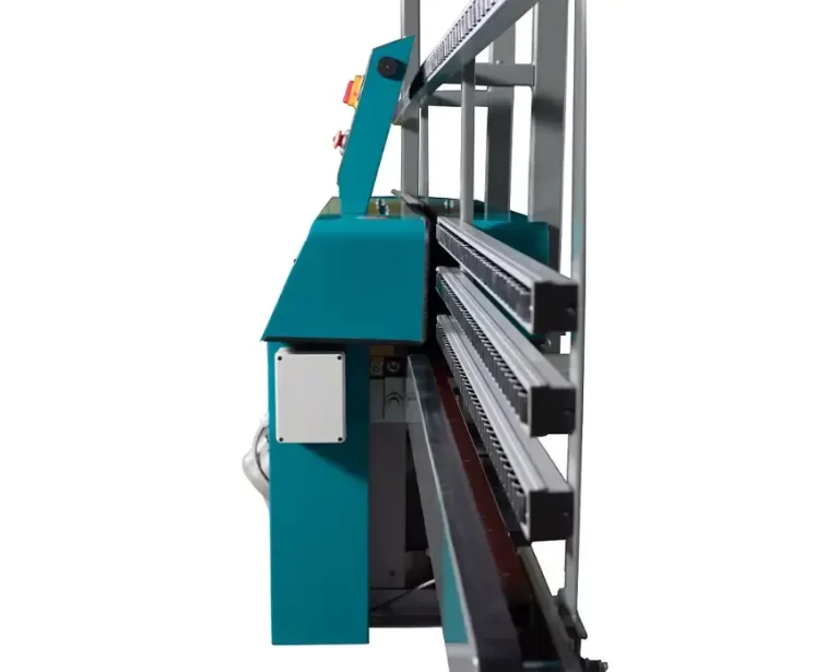Straight line edging machine - side view