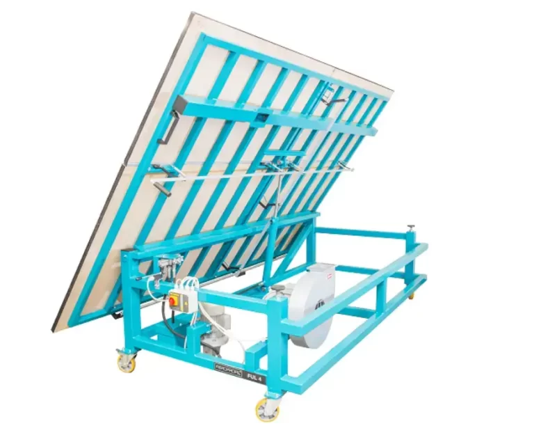 Hydraulic glass tilting table - side view